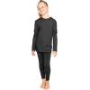 image:imageSTRETCH IS COMFORT Girls 2 Piece Hoodie Short Sleeve Long Sleeve Crew Neck Top and Leggings Set Kids Thermals Underwear SetBlack