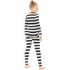 image:imageSTRETCH IS COMFORT Girls 2 Piece Hoodie Short Sleeve Long Sleeve Crew Neck Top and Leggings Set Kids Thermals Underwear SetBlack White Stripes