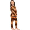 image:imageSTRETCH IS COMFORT Girls 2 Piece Hoodie Short Sleeve Long Sleeve Crew Neck Top and Leggings Set Kids Thermals Underwear SetBlack and Orange Stripes