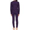 image:imageSTRETCH IS COMFORT Girls 2 Piece Hoodie Short Sleeve Long Sleeve Crew Neck Top and Leggings Set Kids Thermals Underwear SetBlack and Purple Stripes