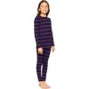 image:imageSTRETCH IS COMFORT Girls 2 Piece Hoodie Short Sleeve Long Sleeve Crew Neck Top and Leggings Set Kids Thermals Underwear SetBlack and Purple Stripes