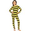 image:imageSTRETCH IS COMFORT Girls 2 Piece Hoodie Short Sleeve Long Sleeve Crew Neck Top and Leggings Set Kids Thermals Underwear SetBlack and Yellow Stripes