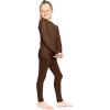 image:imageSTRETCH IS COMFORT Girls 2 Piece Hoodie Short Sleeve Long Sleeve Crew Neck Top and Leggings Set Kids Thermals Underwear SetBrown