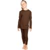 image:imageSTRETCH IS COMFORT Girls 2 Piece Hoodie Short Sleeve Long Sleeve Crew Neck Top and Leggings Set Kids Thermals Underwear SetBrown