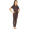 image:imageSTRETCH IS COMFORT Girls 2 Piece Hoodie Short Sleeve Long Sleeve Crew Neck Top and Leggings Set Kids Thermals Underwear SetBrown