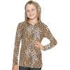 image:imageSTRETCH IS COMFORT Girls 2 Piece Hoodie Short Sleeve Long Sleeve Crew Neck Top and Leggings Set Kids Thermals Underwear SetBrown Cheetah