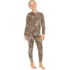 image:imageSTRETCH IS COMFORT Girls 2 Piece Hoodie Short Sleeve Long Sleeve Crew Neck Top and Leggings Set Kids Thermals Underwear SetBrown Cheetah