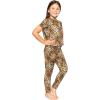 image:imageSTRETCH IS COMFORT Girls 2 Piece Hoodie Short Sleeve Long Sleeve Crew Neck Top and Leggings Set Kids Thermals Underwear SetBrown Cheetah