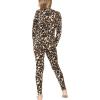 image:imageSTRETCH IS COMFORT Girls 2 Piece Hoodie Short Sleeve Long Sleeve Crew Neck Top and Leggings Set Kids Thermals Underwear SetBrown Leopard