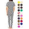 image:imageSTRETCH IS COMFORT Girls 2 Piece Hoodie Short Sleeve Long Sleeve Crew Neck Top and Leggings Set Kids Thermals Underwear SetCheckered Black and White