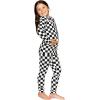 image:imageSTRETCH IS COMFORT Girls 2 Piece Hoodie Short Sleeve Long Sleeve Crew Neck Top and Leggings Set Kids Thermals Underwear SetCheckered Black and White