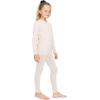 image:imageSTRETCH IS COMFORT Girls 2 Piece Hoodie Short Sleeve Long Sleeve Crew Neck Top and Leggings Set Kids Thermals Underwear SetCream
