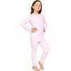 image:imageSTRETCH IS COMFORT Girls 2 Piece Hoodie Short Sleeve Long Sleeve Crew Neck Top and Leggings Set Kids Thermals Underwear SetGingham Pink