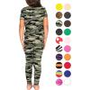 image:imageSTRETCH IS COMFORT Girls 2 Piece Hoodie Short Sleeve Long Sleeve Crew Neck Top and Leggings Set Kids Thermals Underwear SetGreen Camo