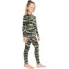 image:imageSTRETCH IS COMFORT Girls 2 Piece Hoodie Short Sleeve Long Sleeve Crew Neck Top and Leggings Set Kids Thermals Underwear SetGreen Camo