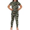 image:imageSTRETCH IS COMFORT Girls 2 Piece Hoodie Short Sleeve Long Sleeve Crew Neck Top and Leggings Set Kids Thermals Underwear SetGreen Camo