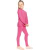 image:imageSTRETCH IS COMFORT Girls 2 Piece Hoodie Short Sleeve Long Sleeve Crew Neck Top and Leggings Set Kids Thermals Underwear SetHot Pink
