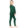 image:imageSTRETCH IS COMFORT Girls 2 Piece Hoodie Short Sleeve Long Sleeve Crew Neck Top and Leggings Set Kids Thermals Underwear SetHunter Green