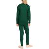 image:imageSTRETCH IS COMFORT Girls 2 Piece Hoodie Short Sleeve Long Sleeve Crew Neck Top and Leggings Set Kids Thermals Underwear SetHunter Green