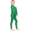 image:imageSTRETCH IS COMFORT Girls 2 Piece Hoodie Short Sleeve Long Sleeve Crew Neck Top and Leggings Set Kids Thermals Underwear SetKelly Green
