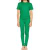 image:imageSTRETCH IS COMFORT Girls 2 Piece Hoodie Short Sleeve Long Sleeve Crew Neck Top and Leggings Set Kids Thermals Underwear SetKelly Green