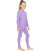 image:imageSTRETCH IS COMFORT Girls 2 Piece Hoodie Short Sleeve Long Sleeve Crew Neck Top and Leggings Set Kids Thermals Underwear SetLavender