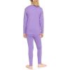 image:imageSTRETCH IS COMFORT Girls 2 Piece Hoodie Short Sleeve Long Sleeve Crew Neck Top and Leggings Set Kids Thermals Underwear SetLavender