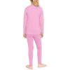 image:imageSTRETCH IS COMFORT Girls 2 Piece Hoodie Short Sleeve Long Sleeve Crew Neck Top and Leggings Set Kids Thermals Underwear SetLight Pink