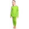 image:imageSTRETCH IS COMFORT Girls 2 Piece Hoodie Short Sleeve Long Sleeve Crew Neck Top and Leggings Set Kids Thermals Underwear SetLime Green