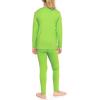 image:imageSTRETCH IS COMFORT Girls 2 Piece Hoodie Short Sleeve Long Sleeve Crew Neck Top and Leggings Set Kids Thermals Underwear SetLime Green