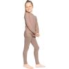 image:imageSTRETCH IS COMFORT Girls 2 Piece Hoodie Short Sleeve Long Sleeve Crew Neck Top and Leggings Set Kids Thermals Underwear SetMocha