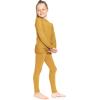 image:imageSTRETCH IS COMFORT Girls 2 Piece Hoodie Short Sleeve Long Sleeve Crew Neck Top and Leggings Set Kids Thermals Underwear SetMustard Yellow