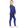 image:imageSTRETCH IS COMFORT Girls 2 Piece Hoodie Short Sleeve Long Sleeve Crew Neck Top and Leggings Set Kids Thermals Underwear SetNavy Blue