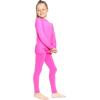 image:imageSTRETCH IS COMFORT Girls 2 Piece Hoodie Short Sleeve Long Sleeve Crew Neck Top and Leggings Set Kids Thermals Underwear SetNeon Hot Pink