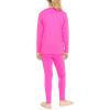 image:imageSTRETCH IS COMFORT Girls 2 Piece Hoodie Short Sleeve Long Sleeve Crew Neck Top and Leggings Set Kids Thermals Underwear SetNeon Hot Pink