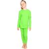 image:imageSTRETCH IS COMFORT Girls 2 Piece Hoodie Short Sleeve Long Sleeve Crew Neck Top and Leggings Set Kids Thermals Underwear SetNeon Lime