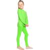 image:imageSTRETCH IS COMFORT Girls 2 Piece Hoodie Short Sleeve Long Sleeve Crew Neck Top and Leggings Set Kids Thermals Underwear SetNeon Lime
