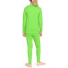 image:imageSTRETCH IS COMFORT Girls 2 Piece Hoodie Short Sleeve Long Sleeve Crew Neck Top and Leggings Set Kids Thermals Underwear SetNeon Lime