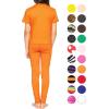 image:imageSTRETCH IS COMFORT Girls 2 Piece Hoodie Short Sleeve Long Sleeve Crew Neck Top and Leggings Set Kids Thermals Underwear SetOrange