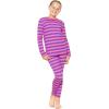 image:imageSTRETCH IS COMFORT Girls 2 Piece Hoodie Short Sleeve Long Sleeve Crew Neck Top and Leggings Set Kids Thermals Underwear SetPink Purple Stripes