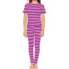 image:imageSTRETCH IS COMFORT Girls 2 Piece Hoodie Short Sleeve Long Sleeve Crew Neck Top and Leggings Set Kids Thermals Underwear SetPink Purple Stripes