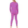 image:imageSTRETCH IS COMFORT Girls 2 Piece Hoodie Short Sleeve Long Sleeve Crew Neck Top and Leggings Set Kids Thermals Underwear SetPink Purple Stripes