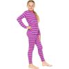 image:imageSTRETCH IS COMFORT Girls 2 Piece Hoodie Short Sleeve Long Sleeve Crew Neck Top and Leggings Set Kids Thermals Underwear SetPink Purple Stripes