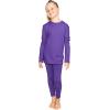 image:imageSTRETCH IS COMFORT Girls 2 Piece Hoodie Short Sleeve Long Sleeve Crew Neck Top and Leggings Set Kids Thermals Underwear SetPurple