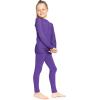 image:imageSTRETCH IS COMFORT Girls 2 Piece Hoodie Short Sleeve Long Sleeve Crew Neck Top and Leggings Set Kids Thermals Underwear SetPurple