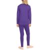 image:imageSTRETCH IS COMFORT Girls 2 Piece Hoodie Short Sleeve Long Sleeve Crew Neck Top and Leggings Set Kids Thermals Underwear SetPurple