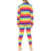 image:imageSTRETCH IS COMFORT Girls 2 Piece Hoodie Short Sleeve Long Sleeve Crew Neck Top and Leggings Set Kids Thermals Underwear SetRainbow