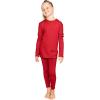 image:imageSTRETCH IS COMFORT Girls 2 Piece Hoodie Short Sleeve Long Sleeve Crew Neck Top and Leggings Set Kids Thermals Underwear SetRed
