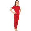 image:imageSTRETCH IS COMFORT Girls 2 Piece Hoodie Short Sleeve Long Sleeve Crew Neck Top and Leggings Set Kids Thermals Underwear SetRed