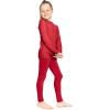 image:imageSTRETCH IS COMFORT Girls 2 Piece Hoodie Short Sleeve Long Sleeve Crew Neck Top and Leggings Set Kids Thermals Underwear SetRed